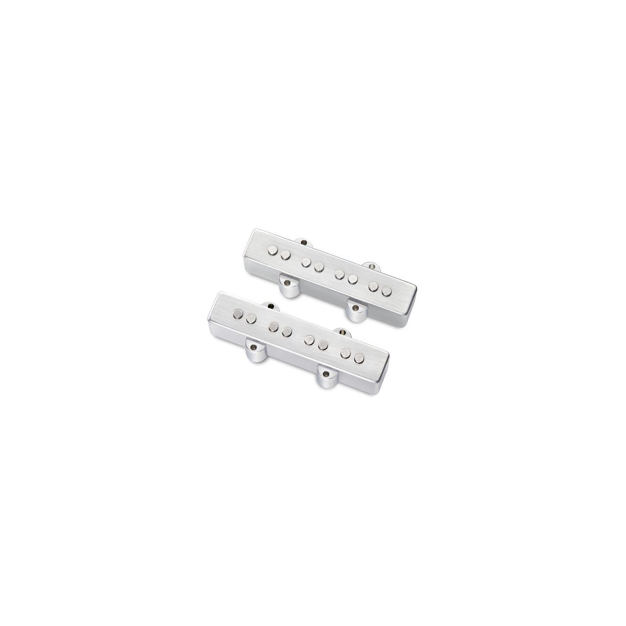 Passive J/J-Style Bass Pickup Set, Metal Cover, Open Pole Pieces, 4-String - Brushed Chrome 