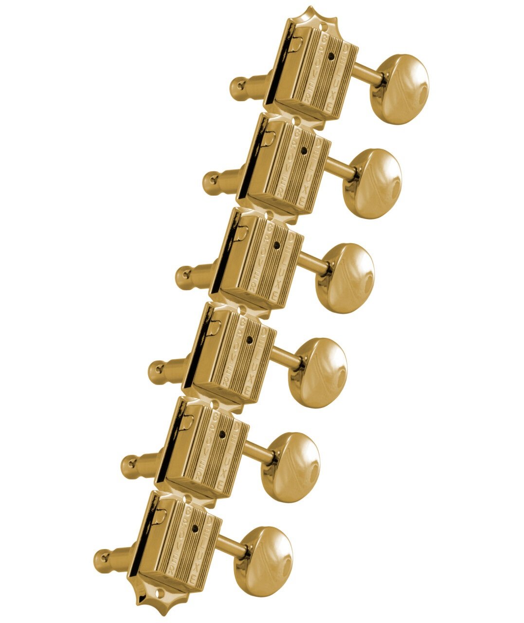 136G6 Vintage Deluxe Guitar Machines - Guitar Machine Heads, 6-in-Line, Bass Side (Left) - Gold