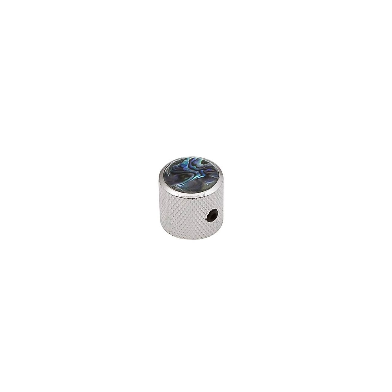 Potiknopf, Dome Knob, mit Abalone-Einlage, 18x18mm, mit Schraube, nickel