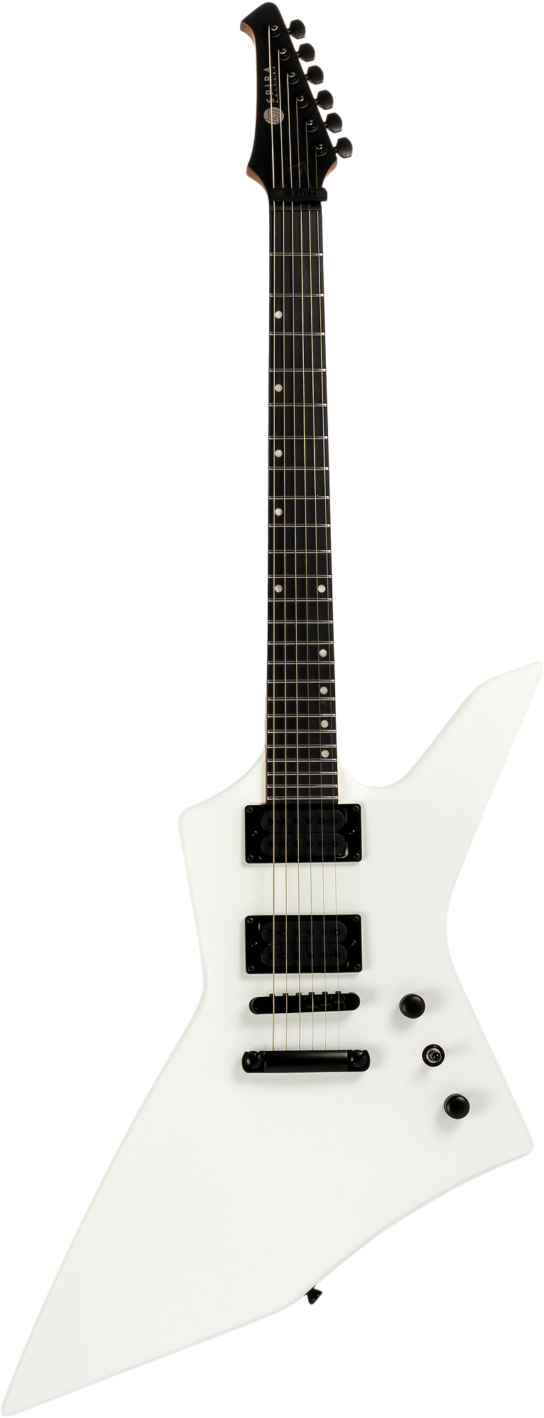 Spira X-400 MWH – E-Gitarre im Explorer-Design mit satinweißer Oberfläche