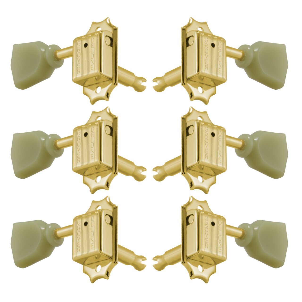 133GK Deluxe Guitar Machines with Keystone Button - Guitar Machine Heads, 3 + 3 - Gold