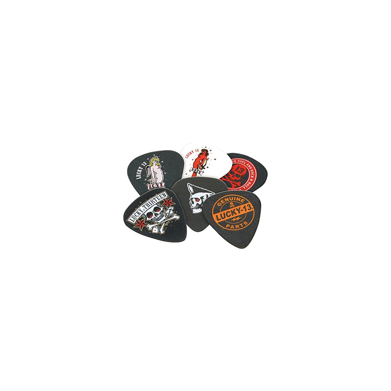 Lucky 13 Series II Picks, Player's Pack, 6 pcs., assorted motives, 0.73 mm