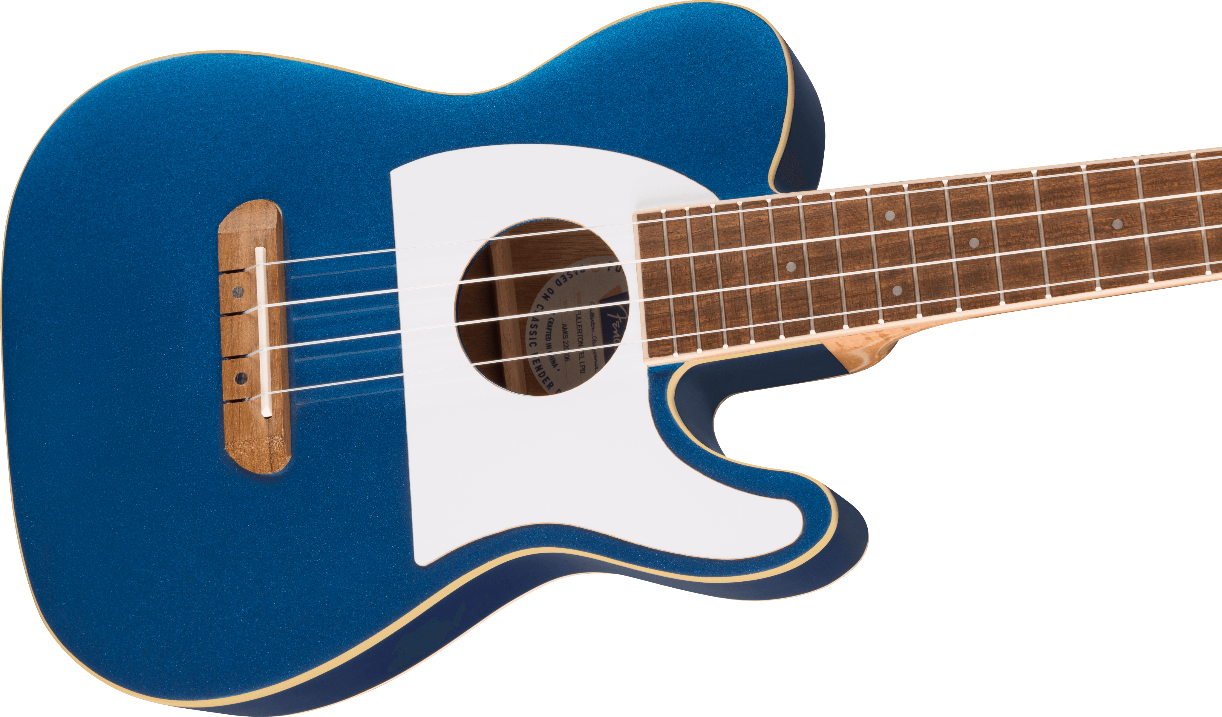 Fullerton Tele® Uke, Walnut Fingerboard, White Pickguard, Lake Placid Blue