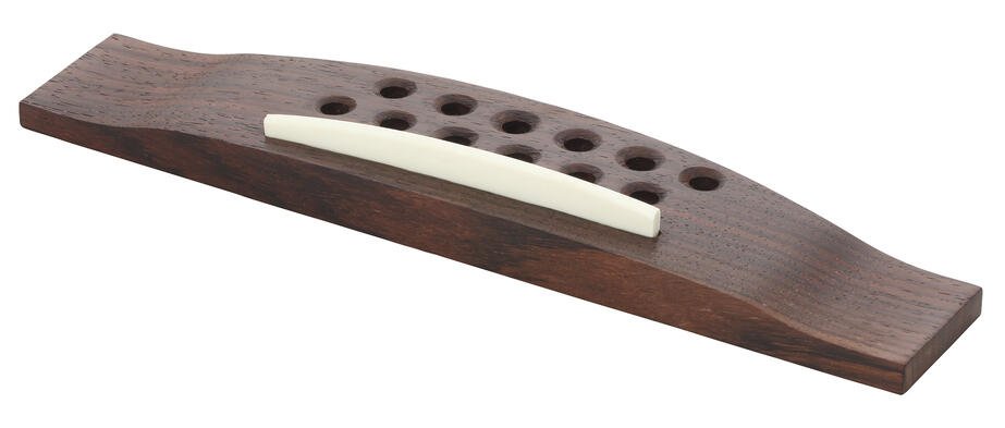 B 3378 - Pin Style Guitar Bridge with Plastic Saddle, 12-String - Rosewood