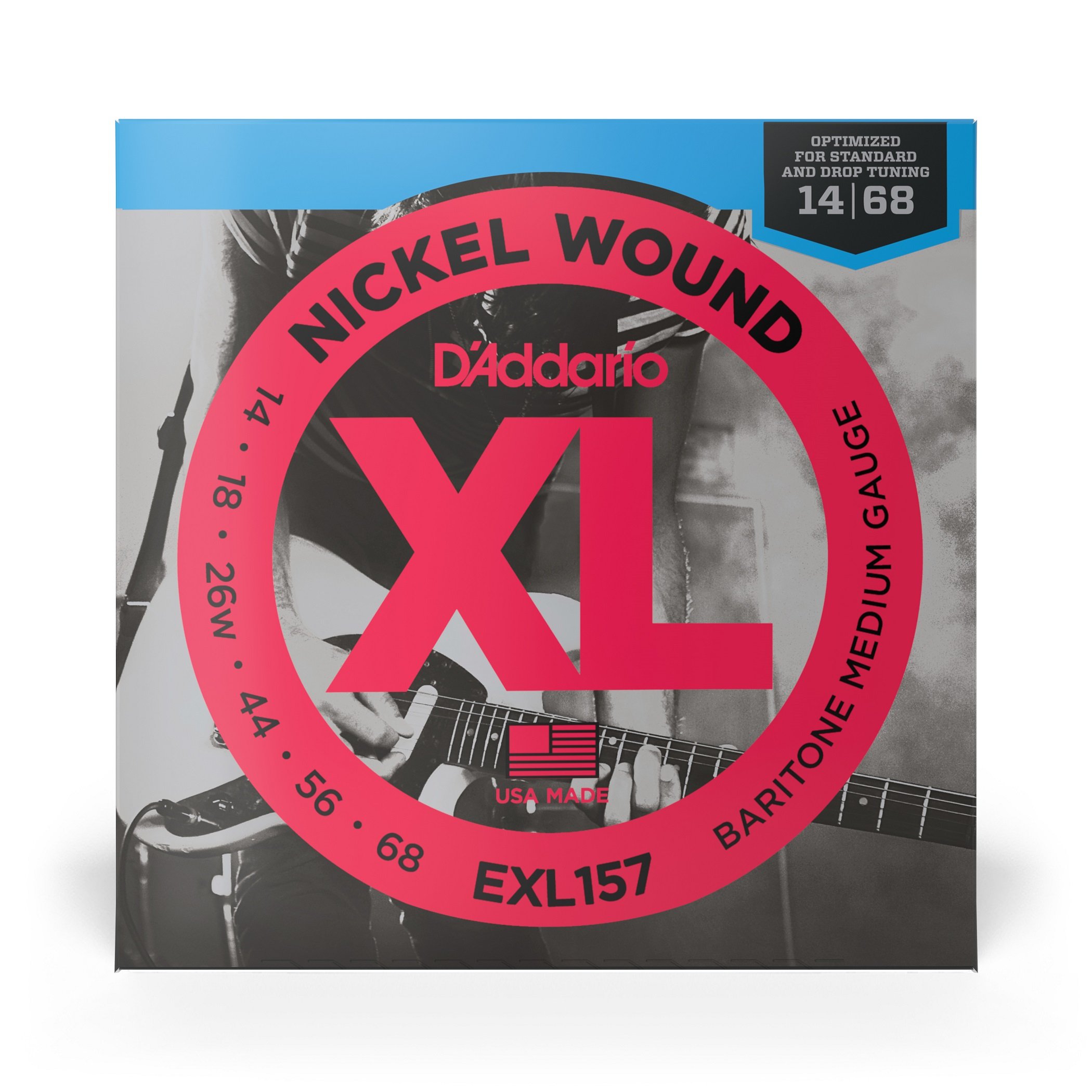 EXL157 Nickel Wound Electric Guitar Strings, Baritone Medium, 14-68