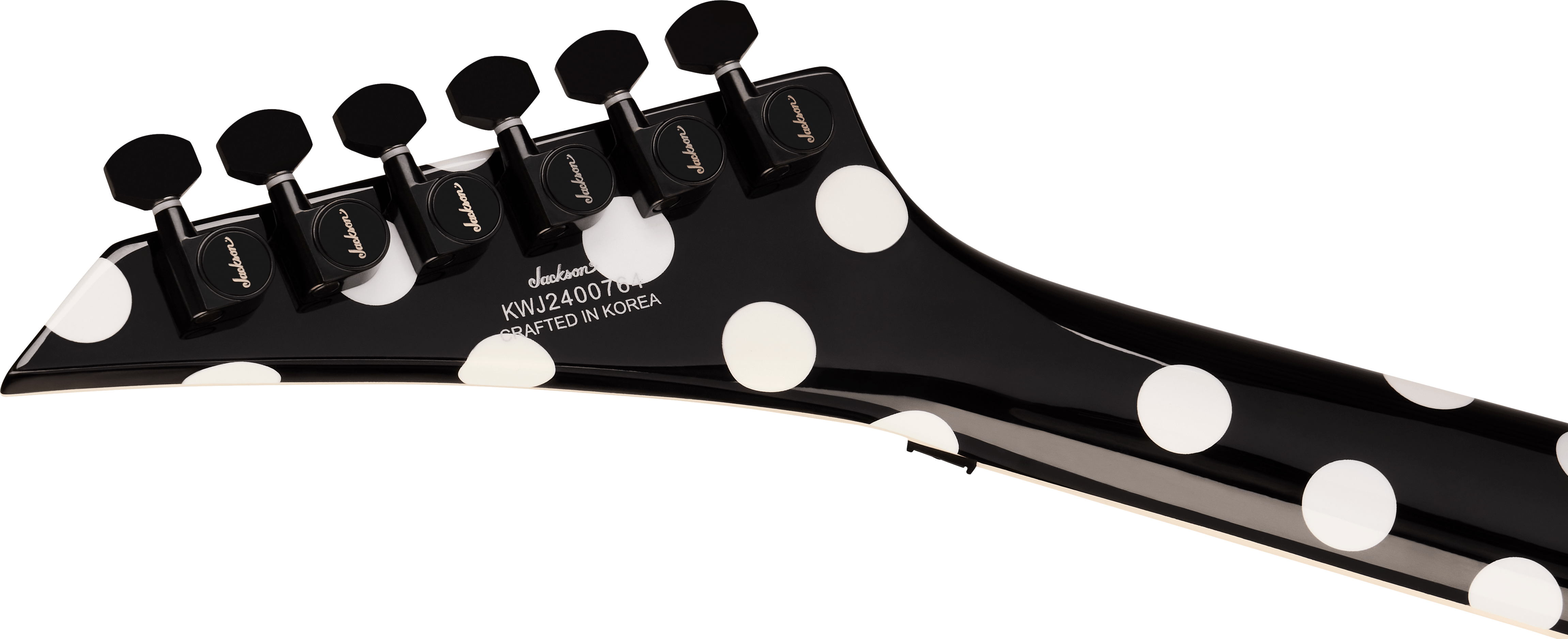 Gitarrenhals, Schwarzes Griffbrett, Weiße Punkte, Sechs Mechaniken, Hochglanzlack