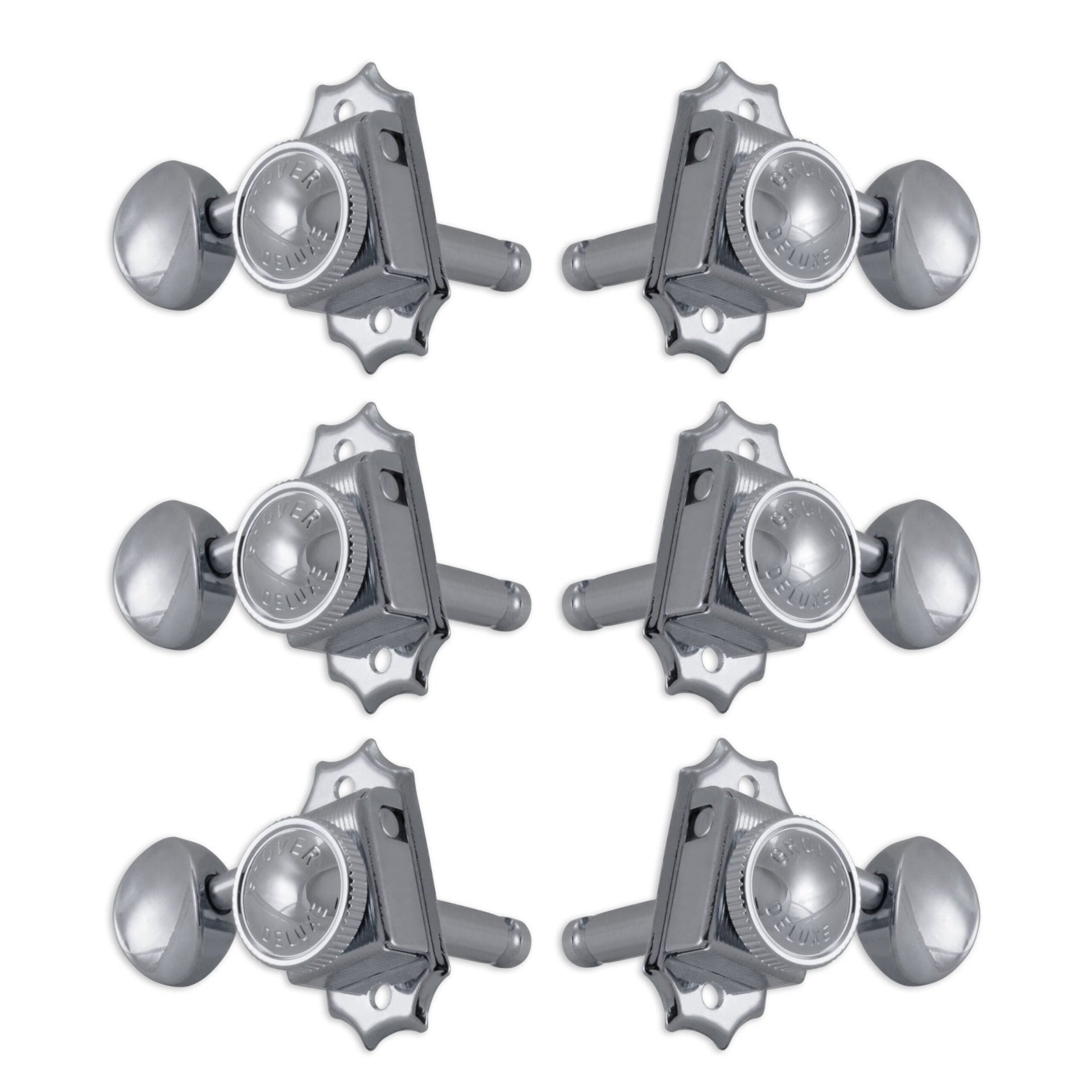 533C Vintage Locking Rotomatics with Metal Button - Guitar Machine Heads, 3 + 3 - Chrome