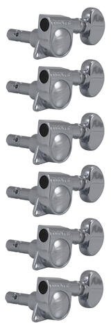 406C6 Mini Locking Rotomatics with Round Button - Guitar Machine Heads, 6-in-Line, Bass Side (Left) 