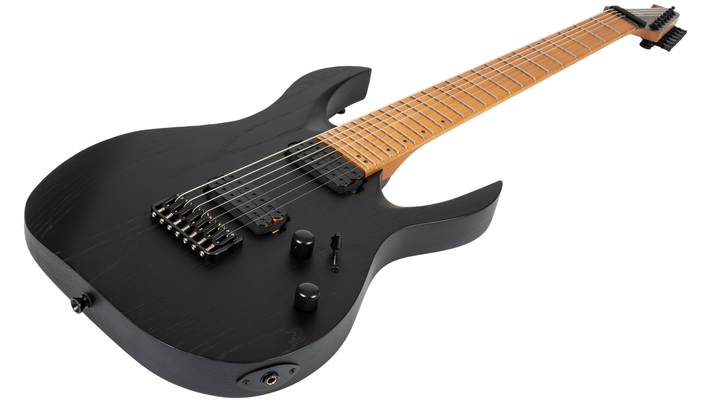 S-607 ABK 7-String E-Gitarre Swamp Ash Black Stainless Steel