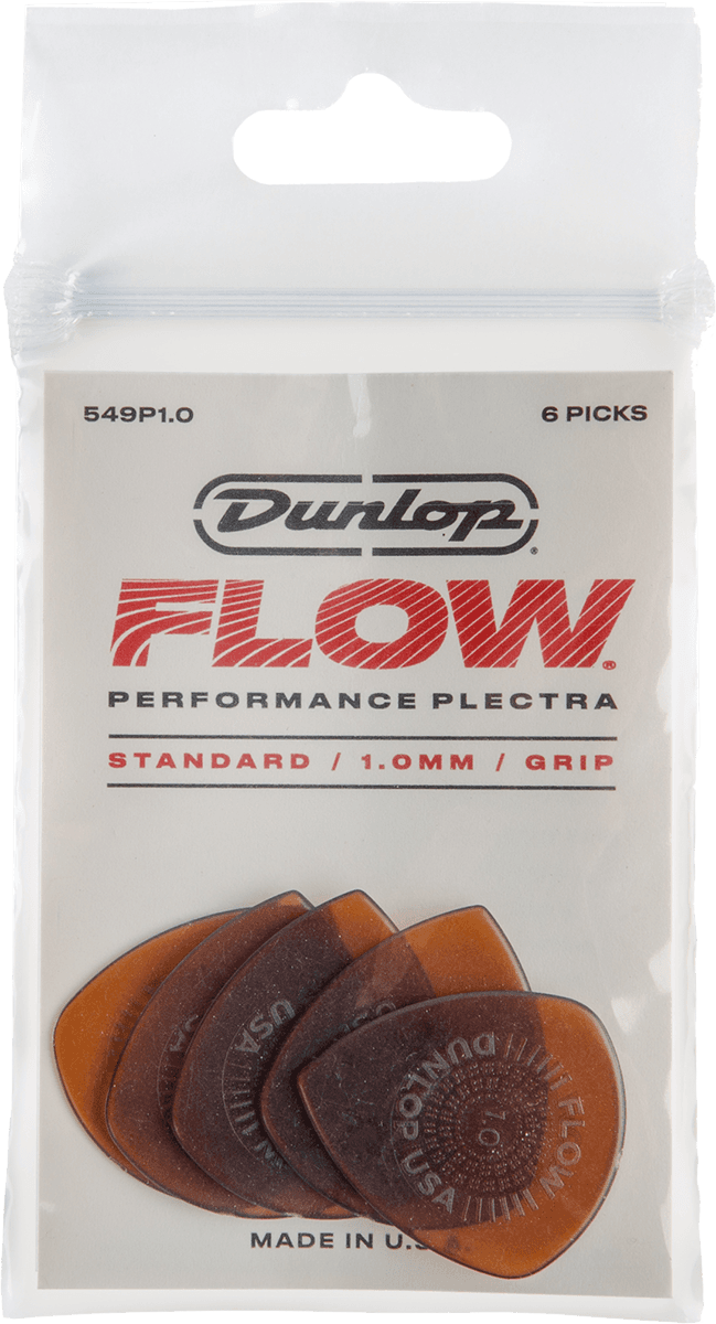 Dunlop Flow Standard Picks with Grip, Player's Pack, 6 pcs., brown, 1.00 mm