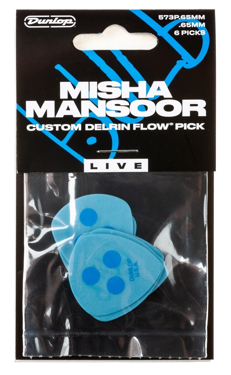 Misha Mansoor's Custom Delrin Flow Live Picks, Player's Pack, 6 pcs., Blue 0.65 mm