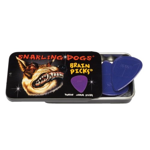 Snarling Dog Brain Picks - 351 Shape (TNSDB351 .60), 12 pcs Pick Tin, 0.60 mm, Purple