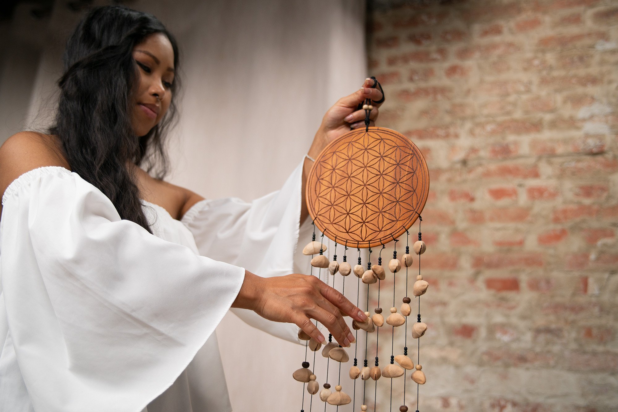 Large Flower of Life Kenari Chimes - 10 Cords
