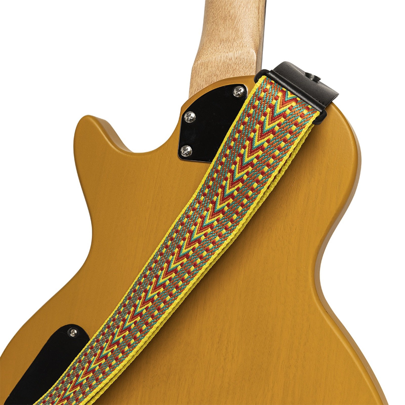 Gitarrengurt aus gewebter Baumwolle mit Sparrenmuster, gelb