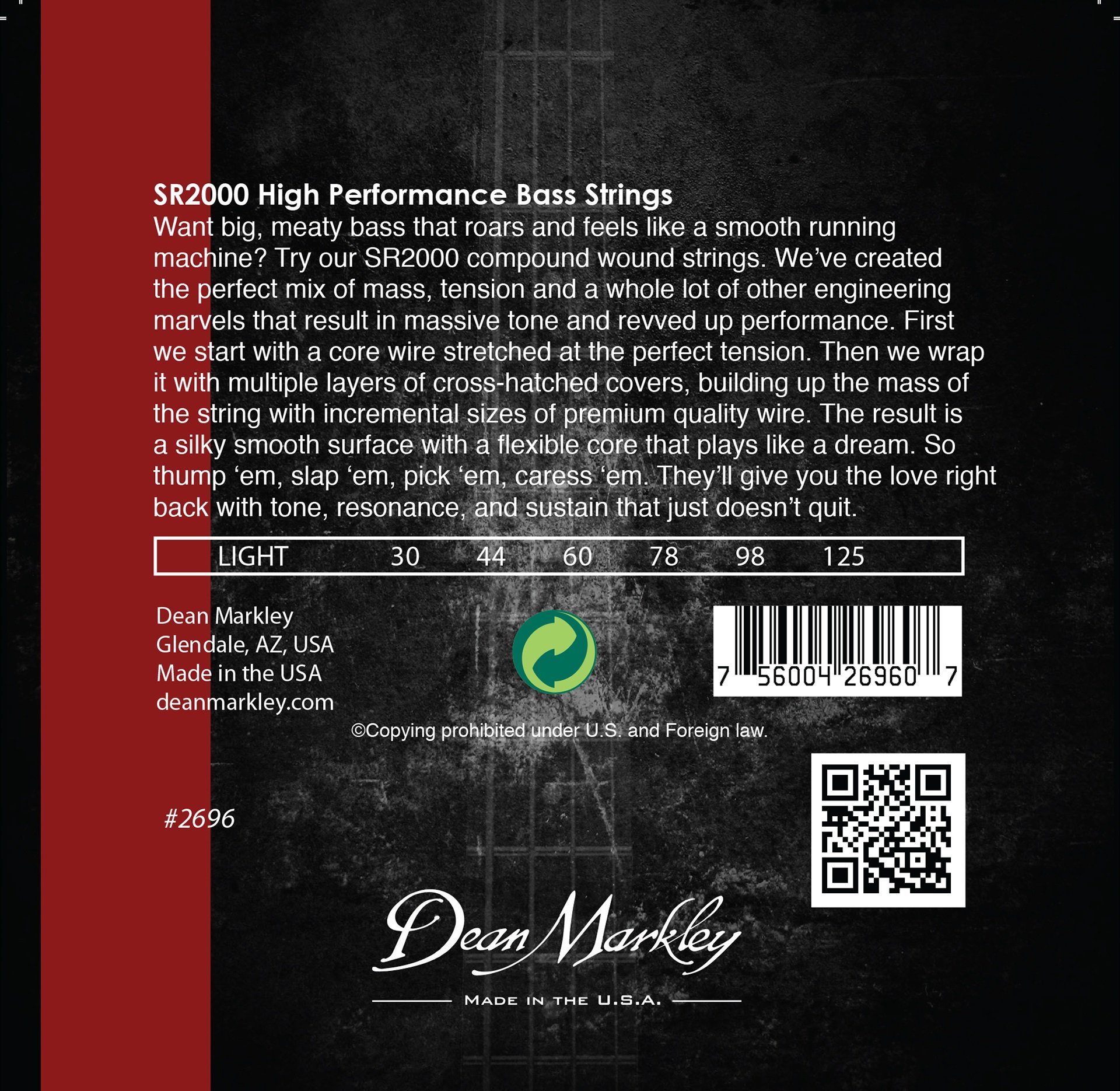 SR 2000 - 2696 - Electric Bass String Set, 6-String, Light, .030-.125