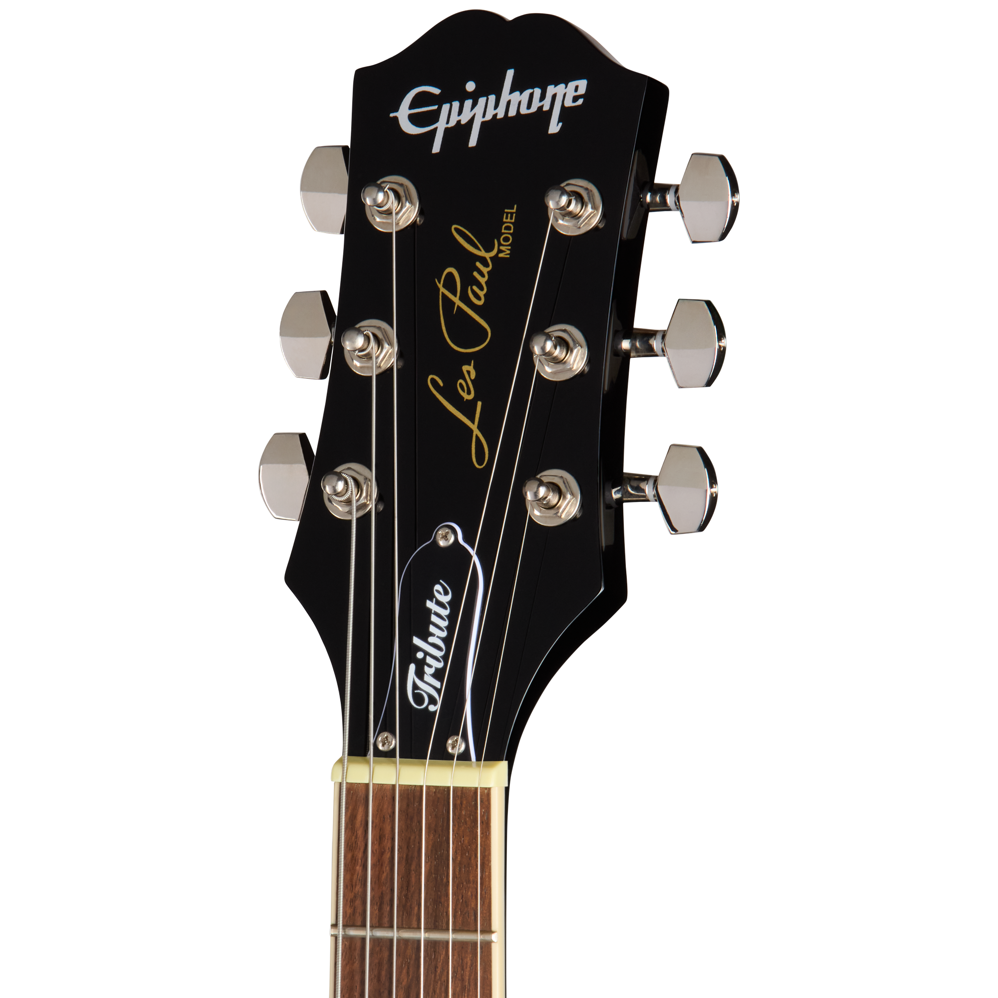 E-Gitarren-Kopfplatte, schwarzes Finish, sechs Saiten, verchromte Mechaniken, Palisandergriffbrett