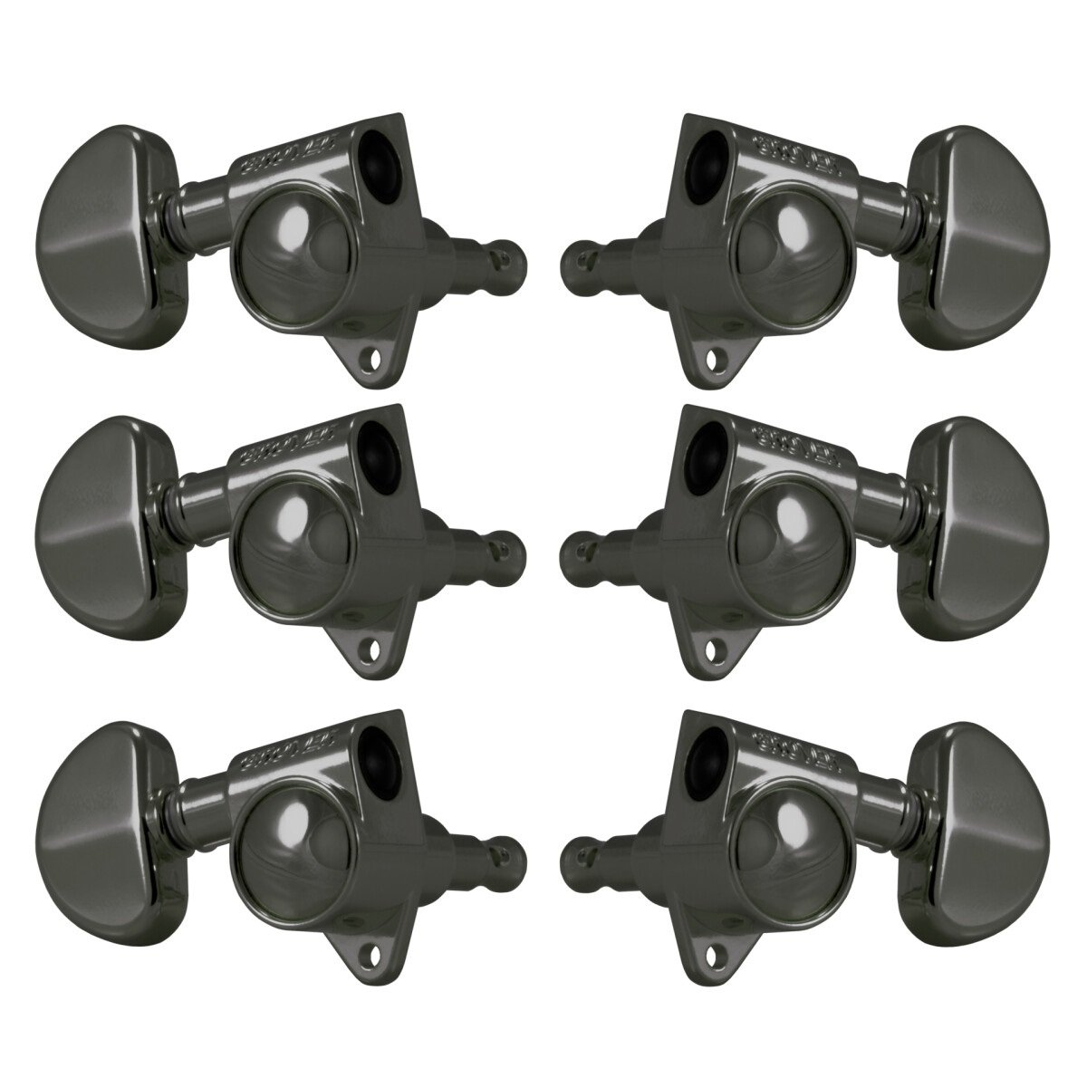102BN Original Rotomatics with Round Button - Guitar Machine Heads, 3 + 3 - Black Nickel