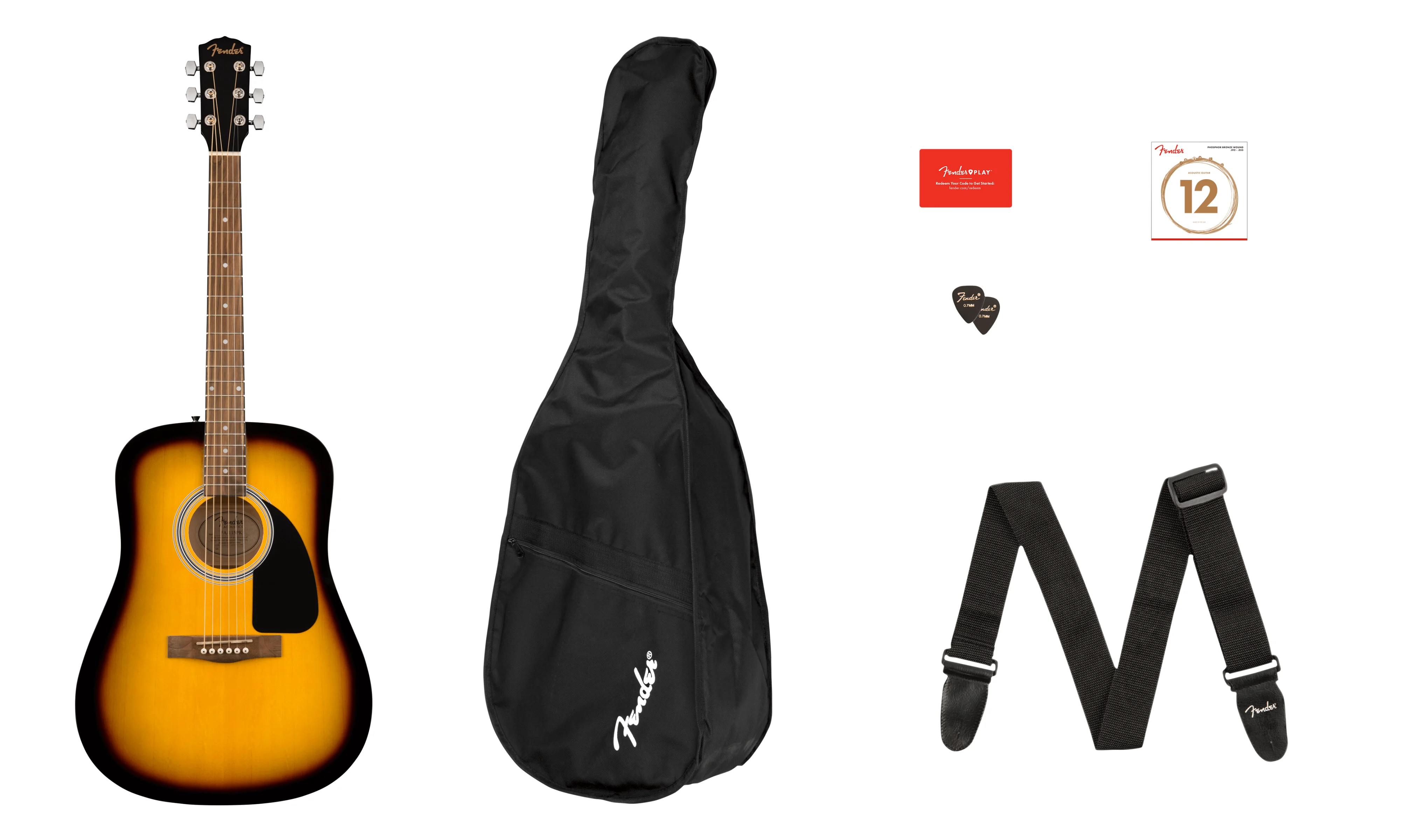 FA-115 Dreadnought Pack, Walnut Fingerboard, Sunburst