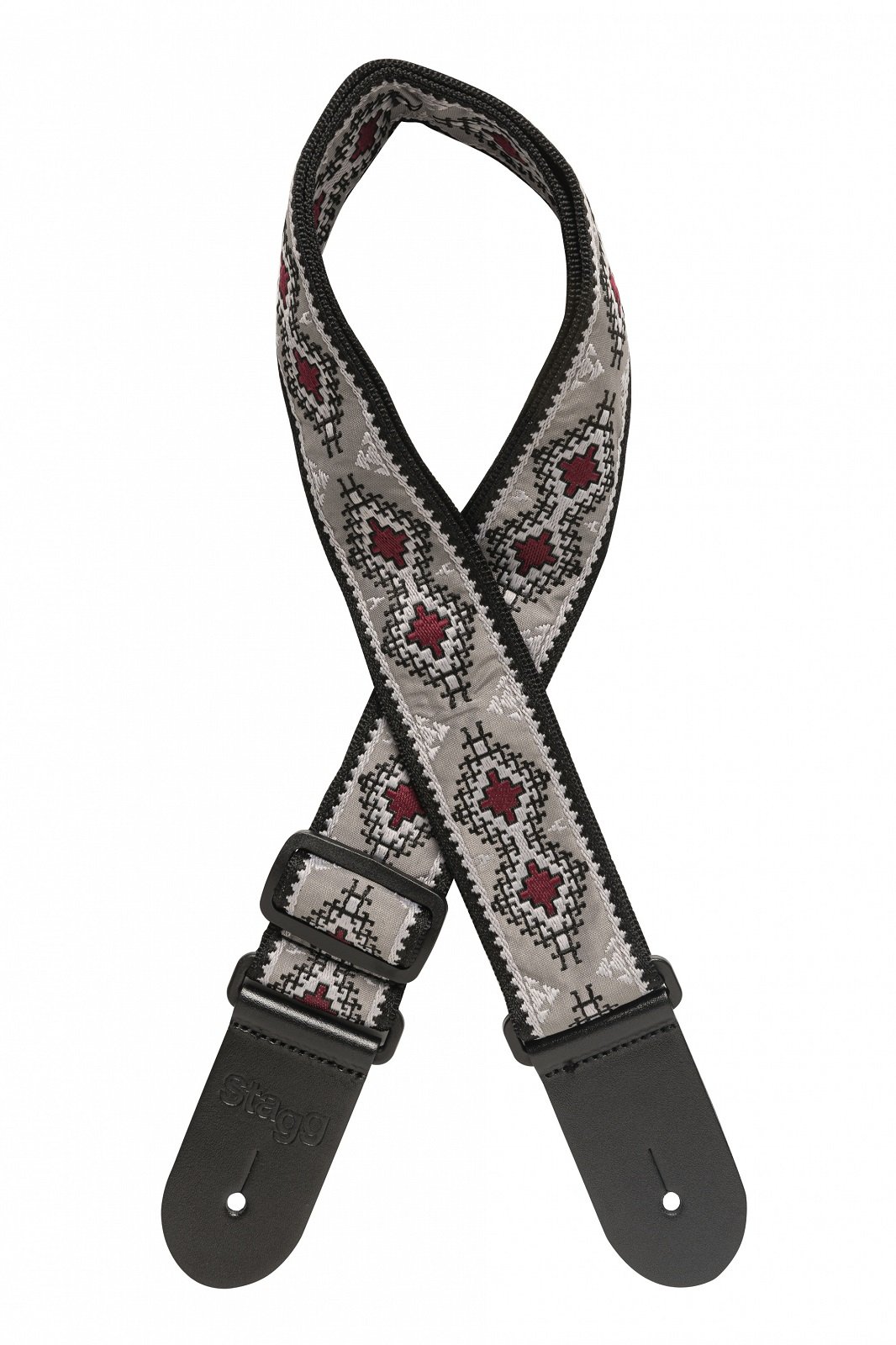 Gitarrengurt aus gewebtem Nylon, Rautenmuster, grau