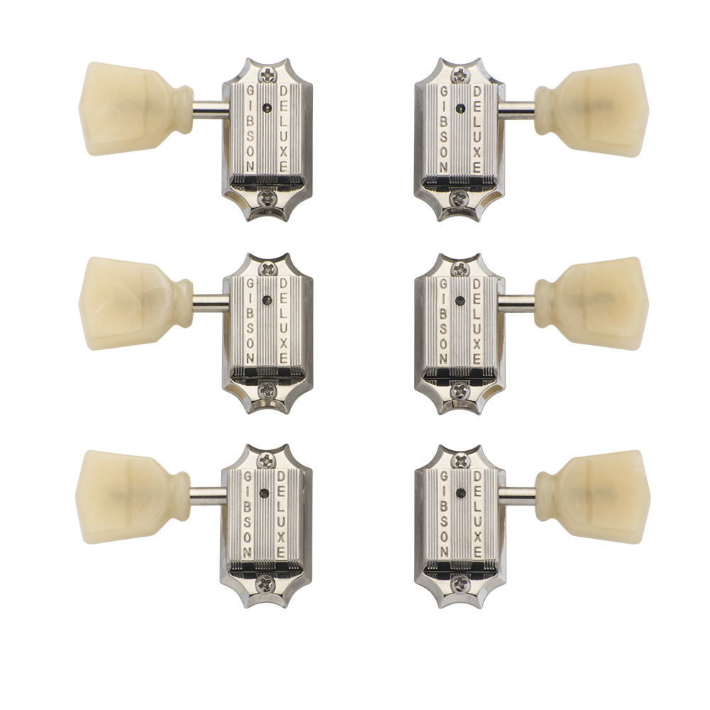 PMMH-050 Vintage Nickel Machine Heads Yellow Buttons