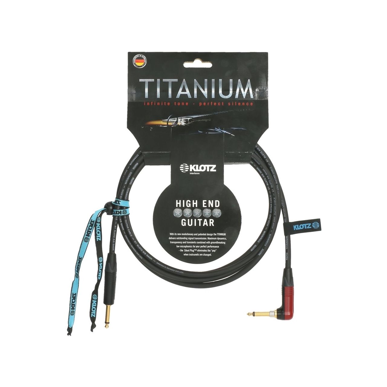 Klotz Titanium Winkel-Instrumentenkabel 3m