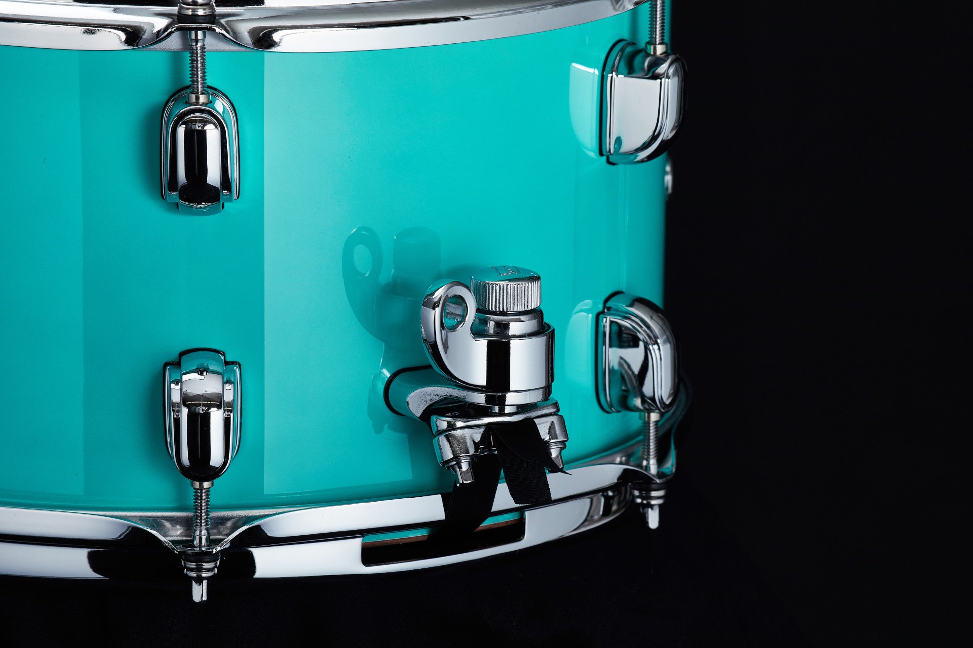 S.L.P. Philo Tsoungui Mod Bubinga Snaredrum 12" x 7" - Electro Turquoise/Chrom HW