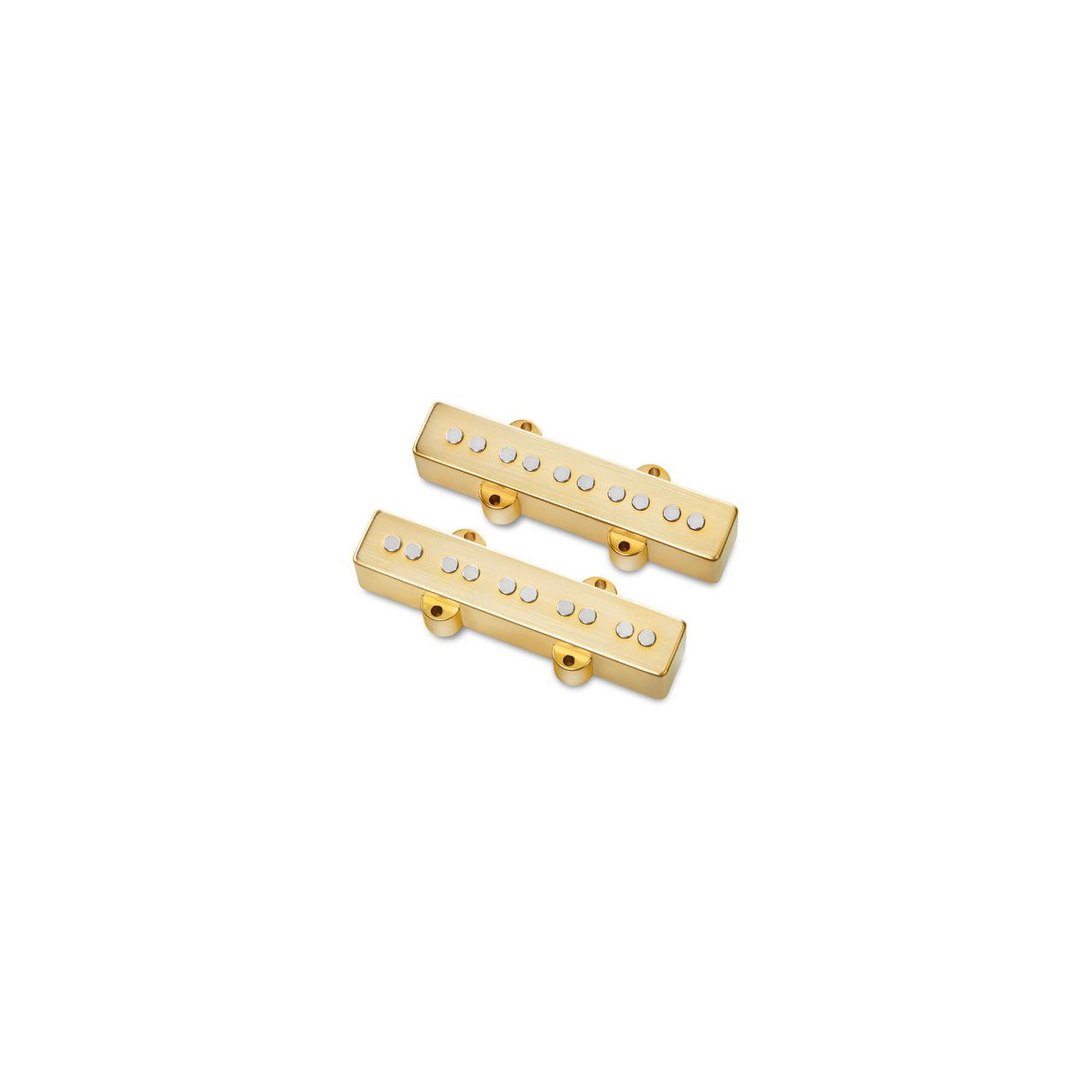Passive J/J-Style Bass Pickup Set, Metal Cover, Open Pole Pieces, 5-String - Brushed Gold 