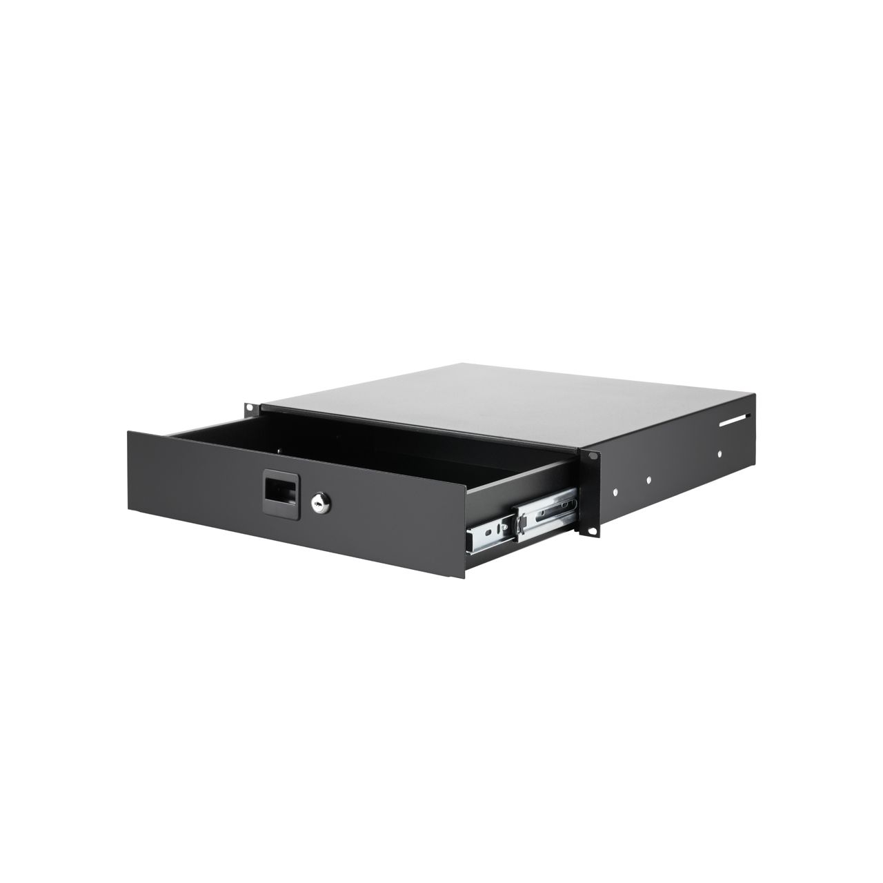 19" 2HE Rackschublade mit Schloss | Stahl