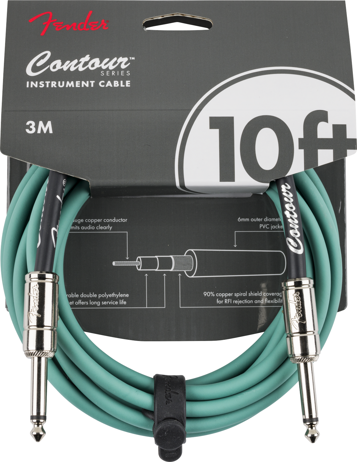 Contour  Instrument Cable, Sherwood Green, 10'