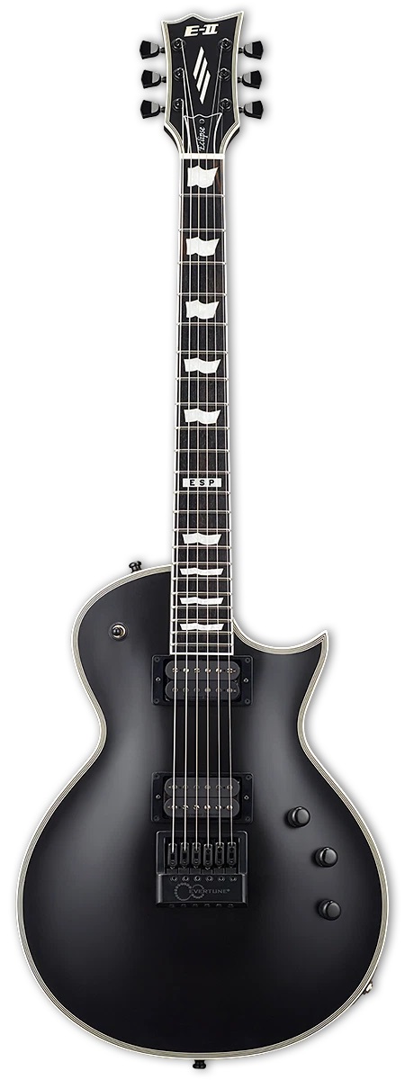 E-Gitarre, schwarzer Korpus, Mahagonikorpus, Humbucker, Griffbrett-Einlagen