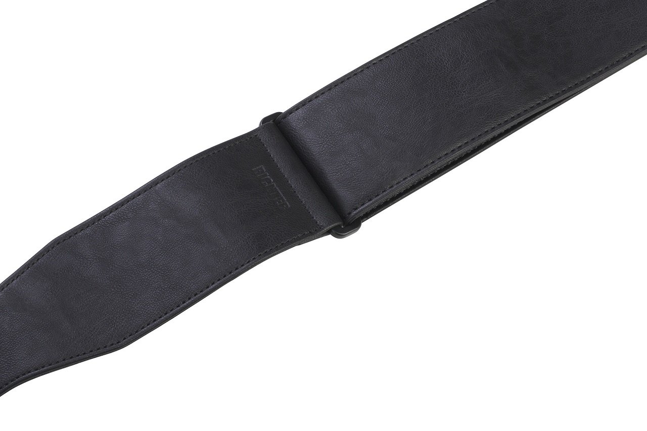 Synthetic Leather Bass Strap - Black, Silver Embossing