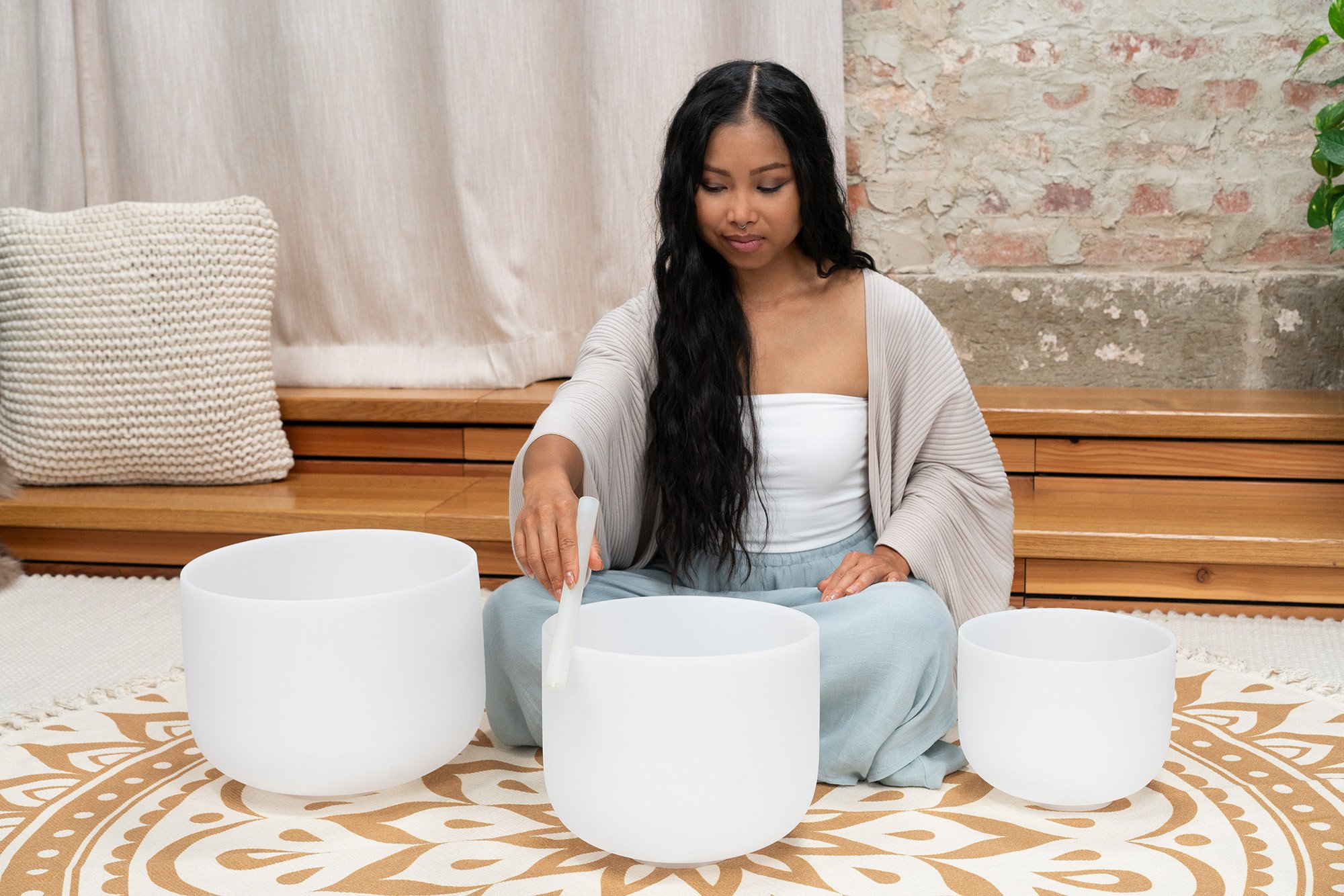 3-teiliges Crystal Singing Bowl Set, A4/F4/D4, 432Hz CSBSETAFD