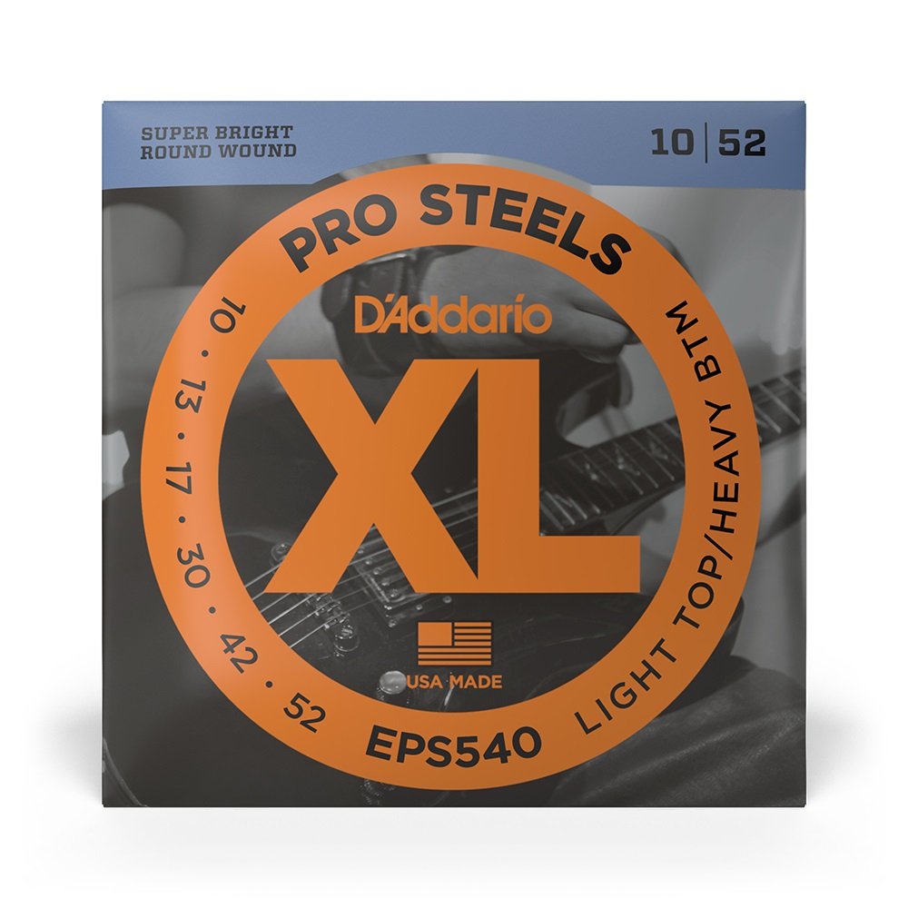 EPS540 ProSteels Electric Guitar Strings, Light Top/Heavy Bottom, 10-52