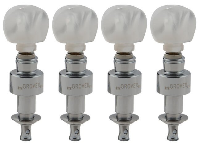 123C Geared Banjo Pegs with Round Pearloid Button - 4 pcs. - Chrome