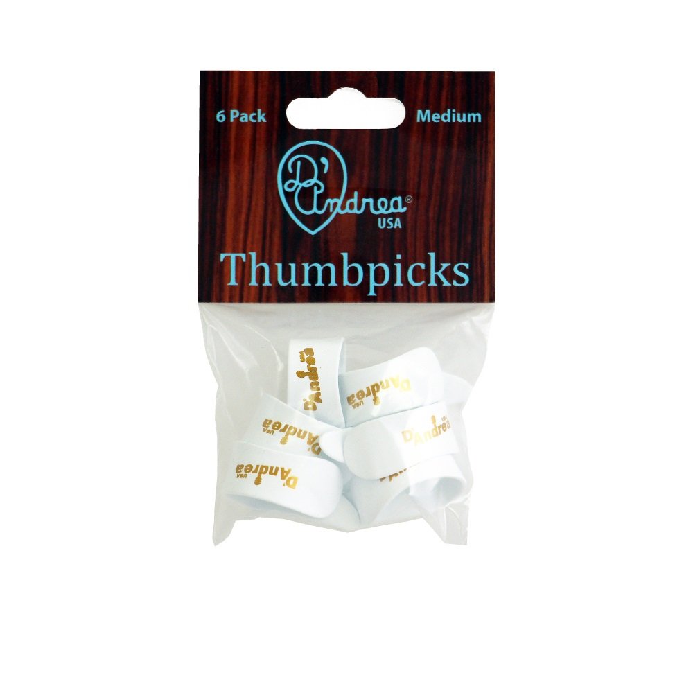 Thumb Picks (R6371 MD WHT), 6 pcs Pick Pack, Medium, White