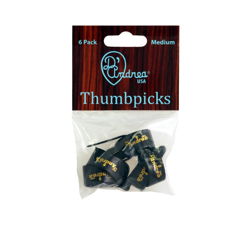 Thumb Picks (R6371 MD BLK), 6 pcs Pick Pack, Medium, Black