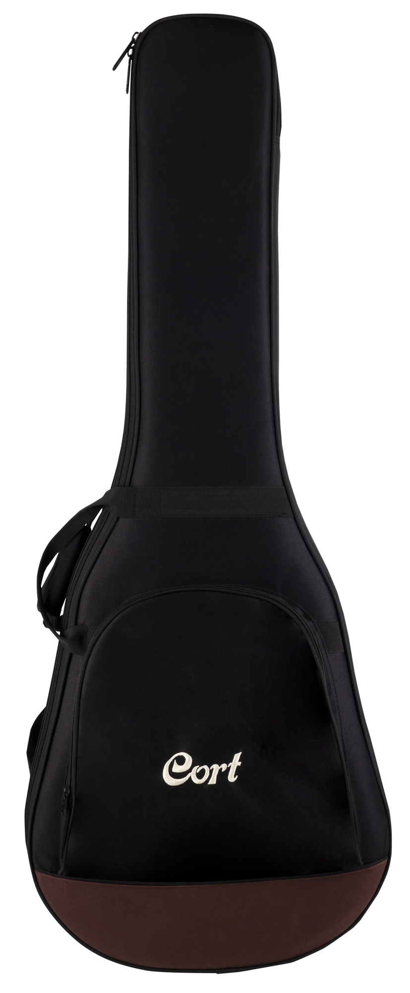 Gitarrentasche, Schwarz, Reißverschluss, Schultergurt, Brauner Boden