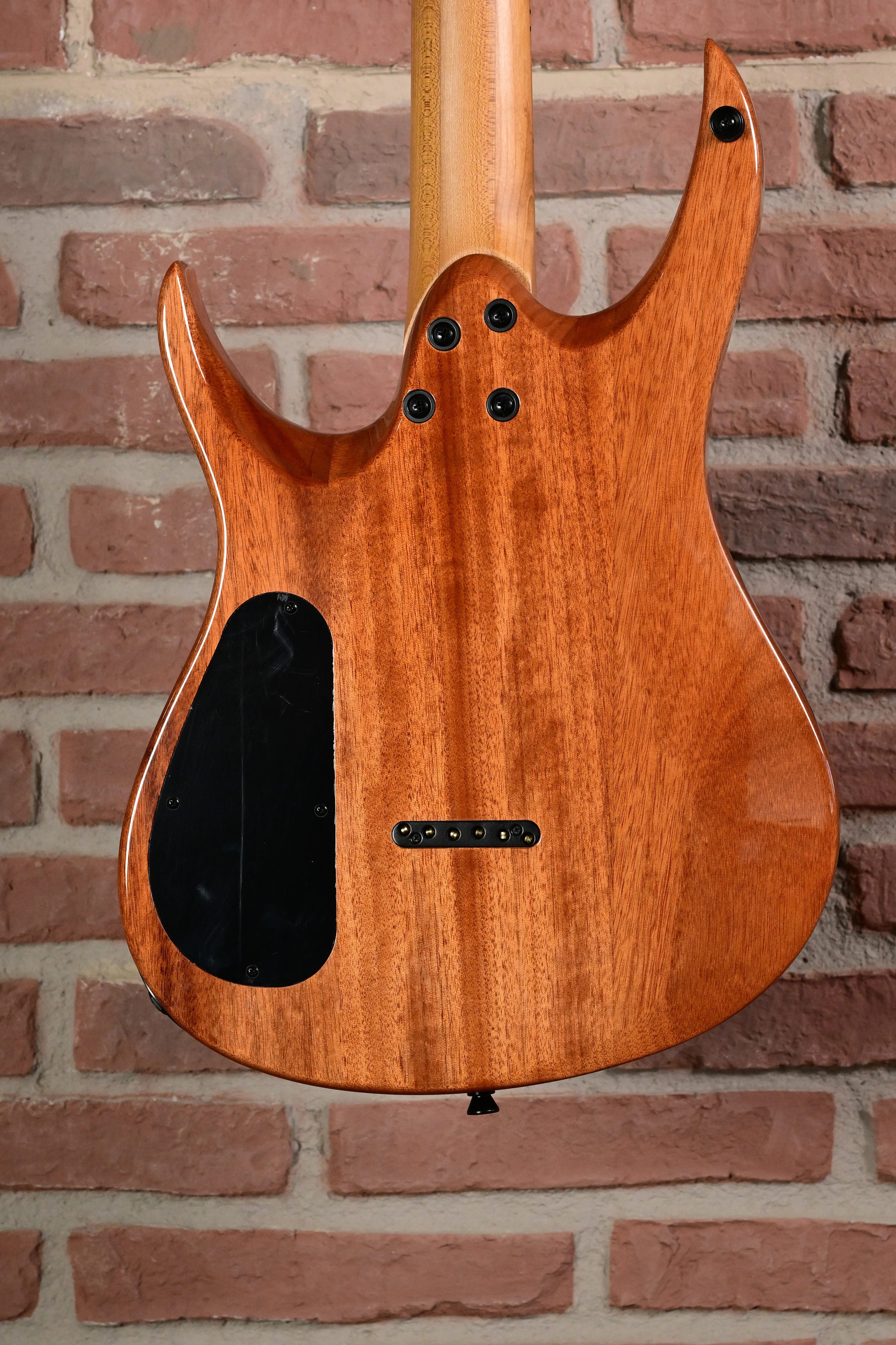 E-Gitarre, Holzkorpus, Braun, Doppel-Cutaway
