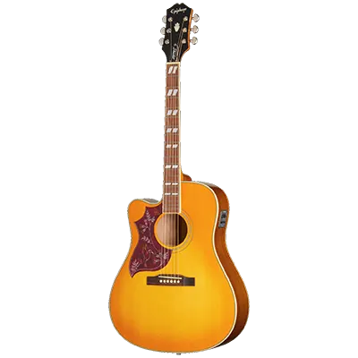 Akustikgitarre, Stahlsaiten, Cutaway-Korpus, Honigfarbene Lackierung, Tortoise-Pickguard