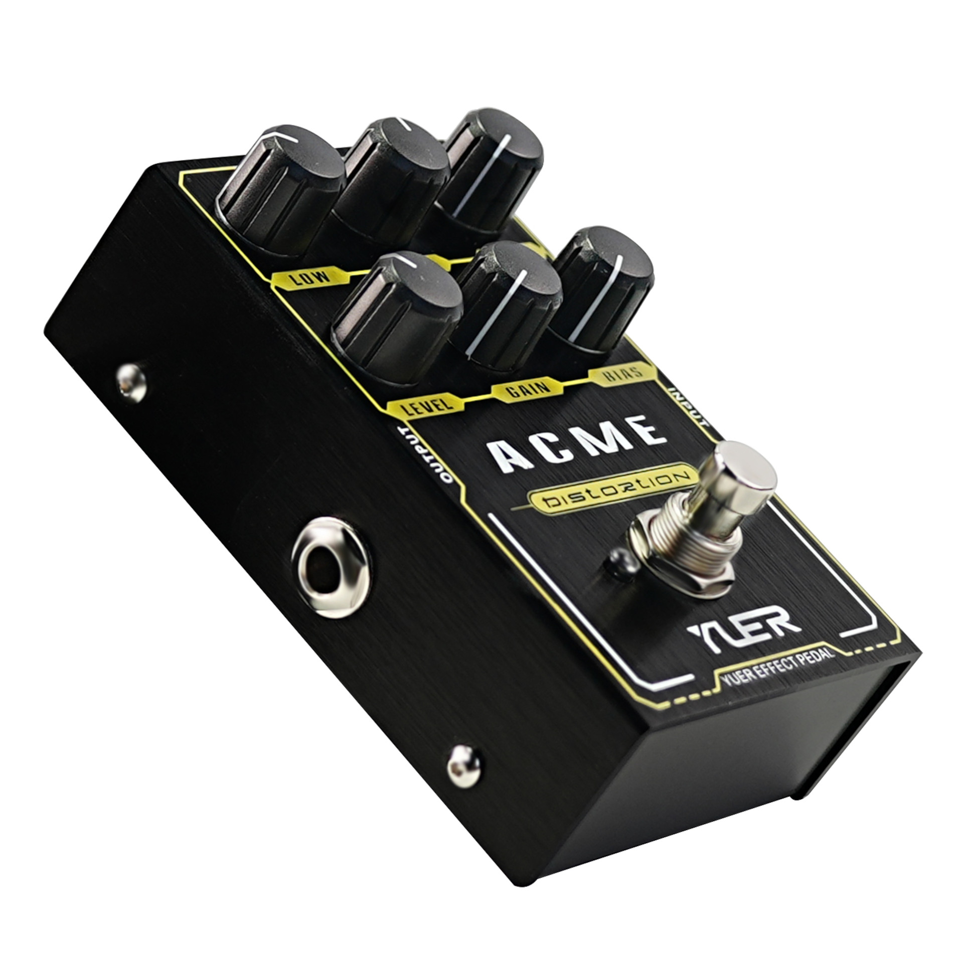 Gitarreneffektpedal, Distortion-Pedal, Metallgehäuse, schwarz, sechs Drehregler
