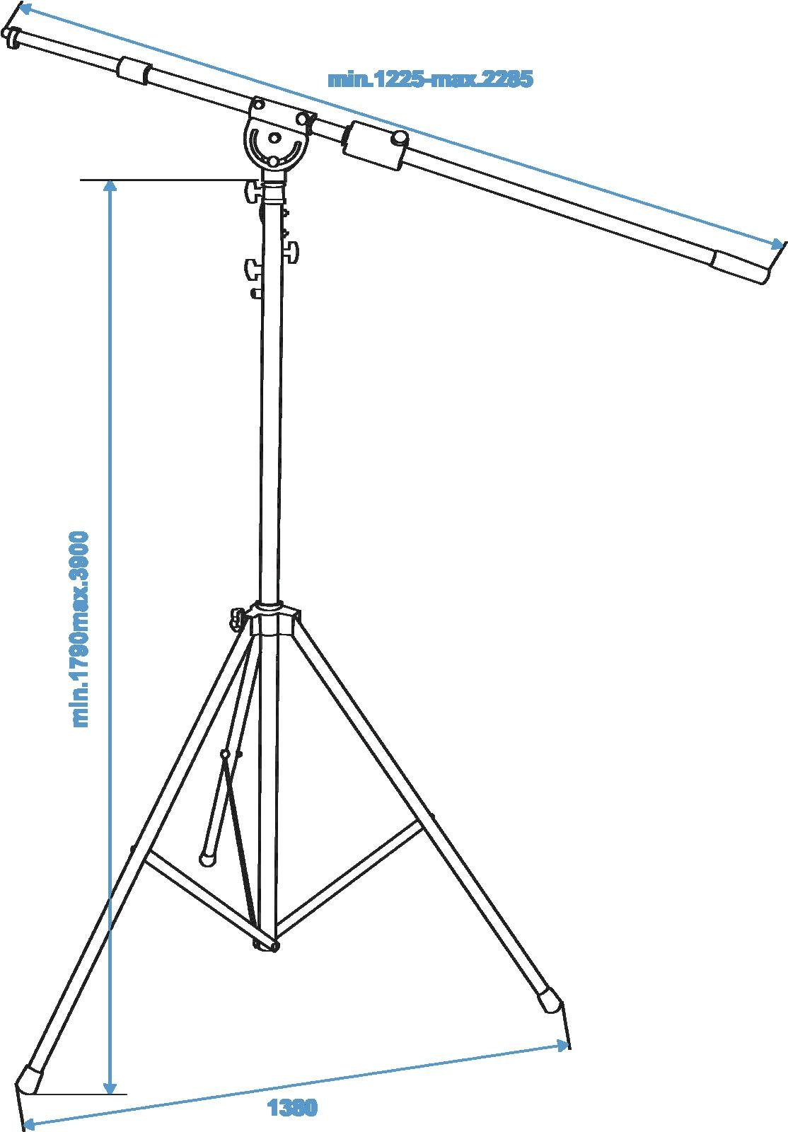 Overhead-Mikrofon-Stativ, bis 390 cm ausziehbar, langer Galgen + Gegengewicht 