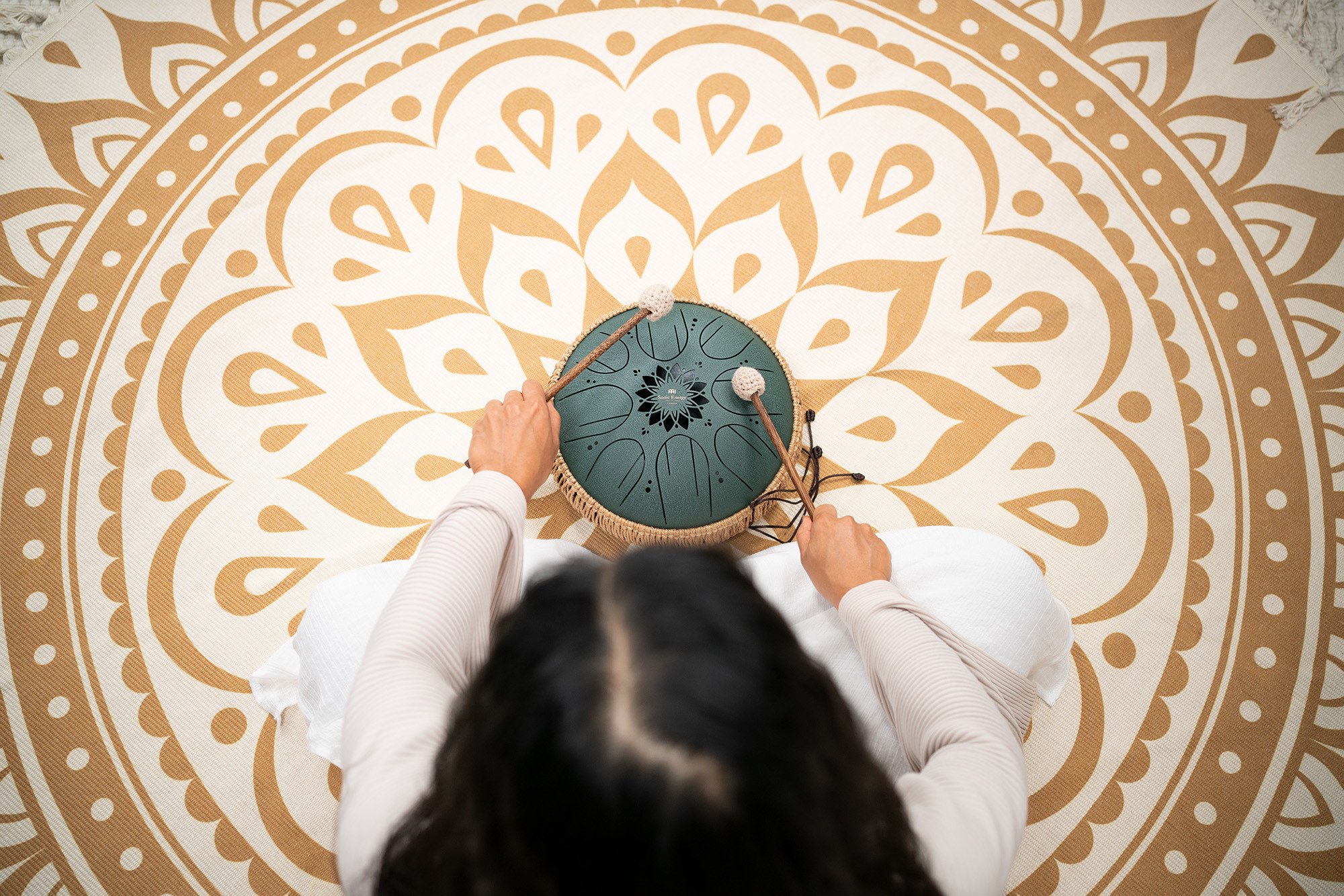 Octave Steel Tongue Drum, Dunkelgrün, F# Moll (432 Hz), 8 Töne, 25 cm