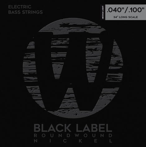 Black Label Bass String Set, Nickel-Plated Steel - 4-String, Medium Light, .040-.100  