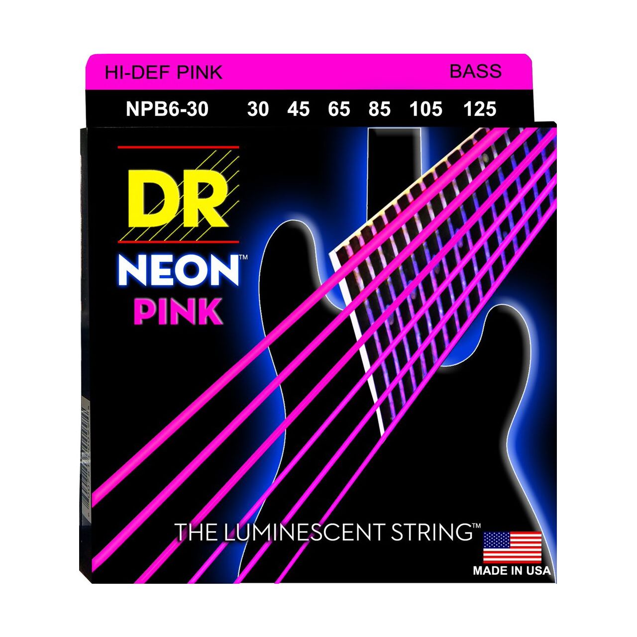 Hi-Def Neon Bass-Saitensatz Pink 030-125