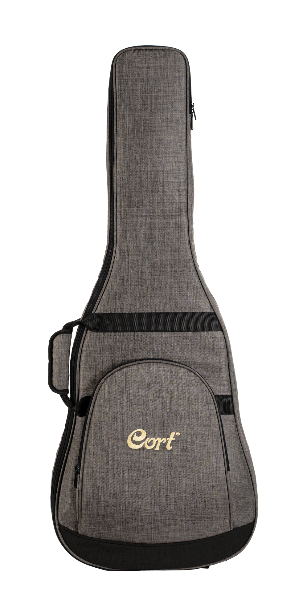 Gitarrentasche, Grauer Stoff, Reißverschluss, Gepolstert, Fronttasche