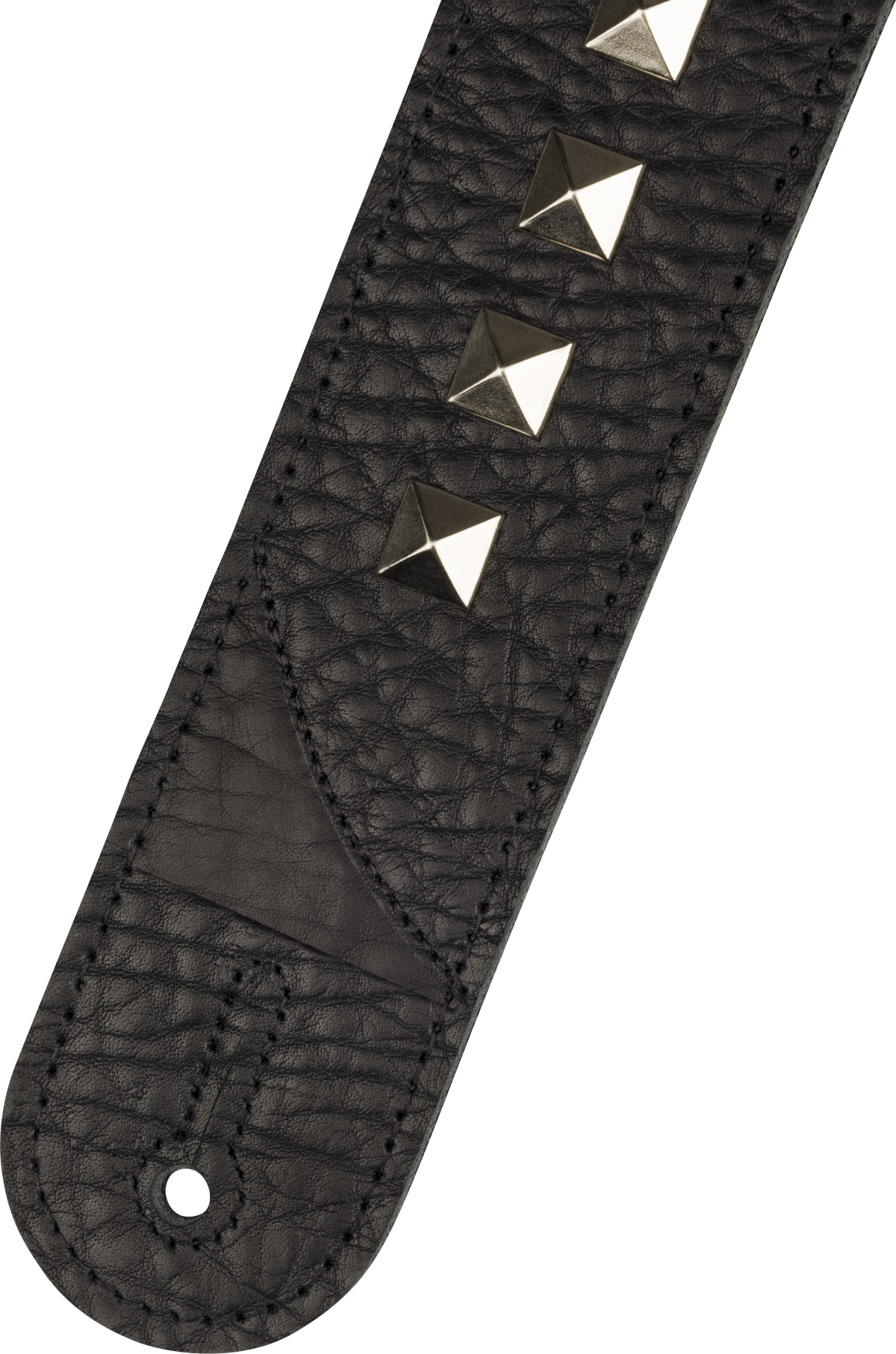 Metal Stud Leather Strap, Black, 2.5"