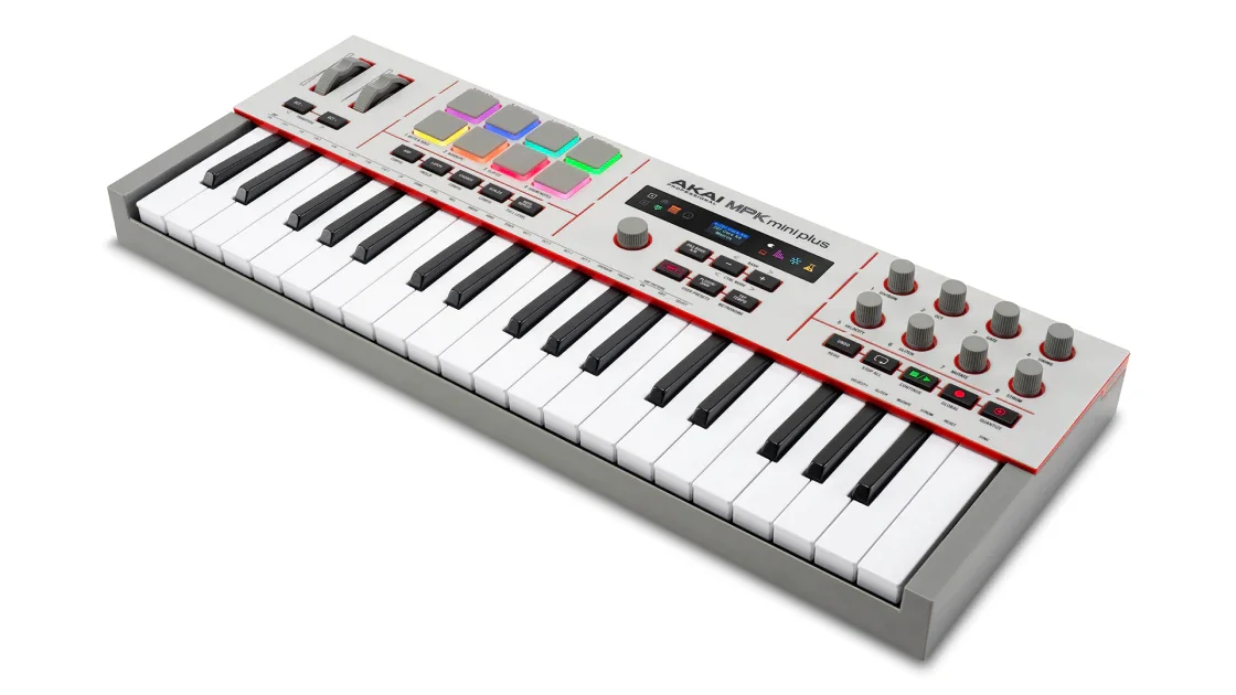 MIDI-Keyboard, Synthesizer, Tasteninstrument, Drehregler, Farbige Pads