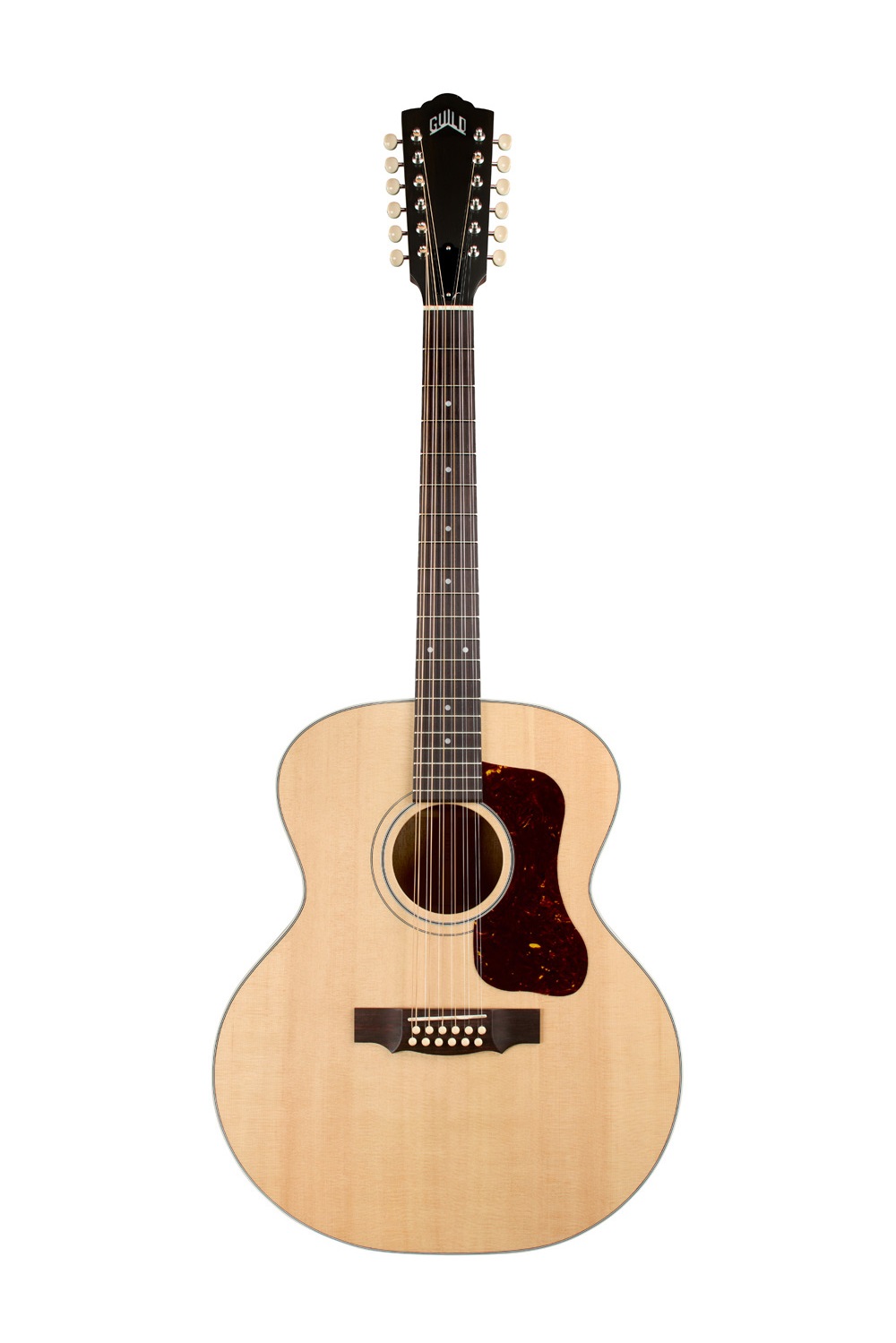 Akustikgitarre, 12-saitig, Naturholz, Tropfenförmiges Schlagbrett, Dreadnought-Korpus