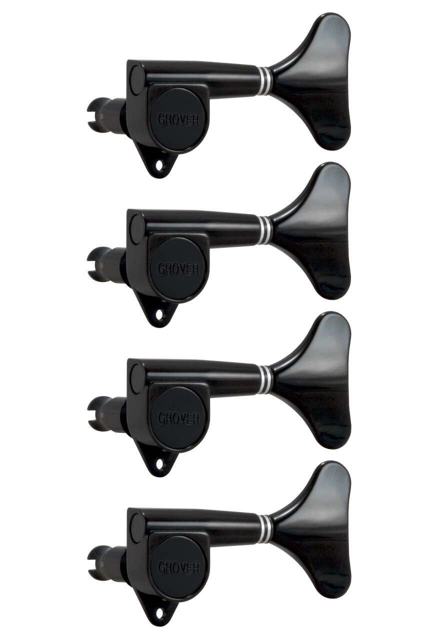 144BC4 Mini Bass Machines - Bass Machine Heads, 4-in-Line, Bass Side (Left) - Black Chrome
