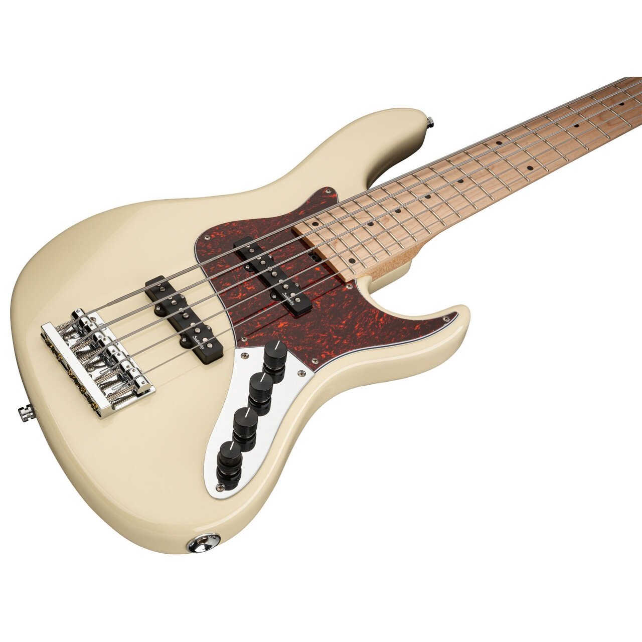 MetroLine 24-Fret Vintage J/J Bass, Swamp Ash Body, 5-String - Solid Olympic White High Polish
